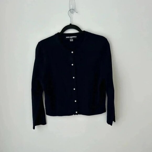 Karl Lagerfeld Sweaters - Karl Lagerfeld navy blue cardigan pearl button